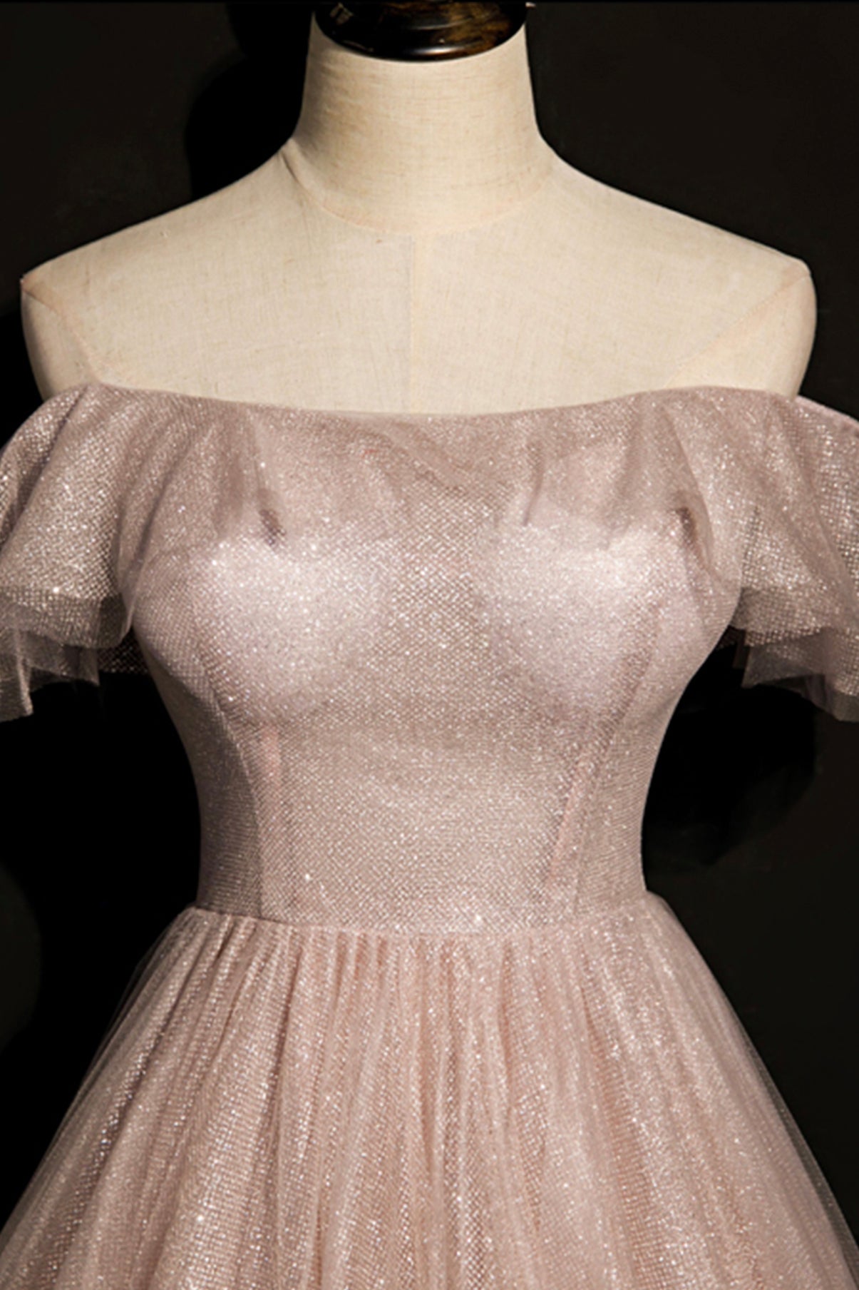 Robe de soirée longue en tulle brillant à paillettes 8700