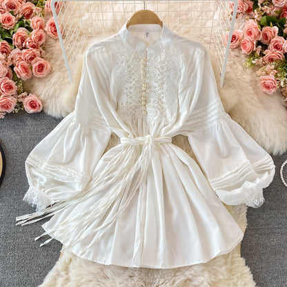 Robe à manches longues en dentelle douce Robe tendance 10744