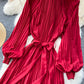 Simple Chiffon Long Sleeve Dress A Line Fashion Dress  10845