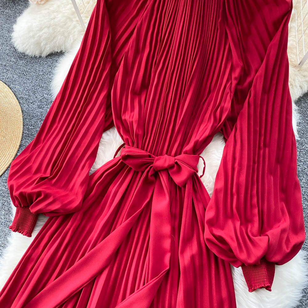 Simple Chiffon Long Sleeve Dress A Line Fashion Dress  10845