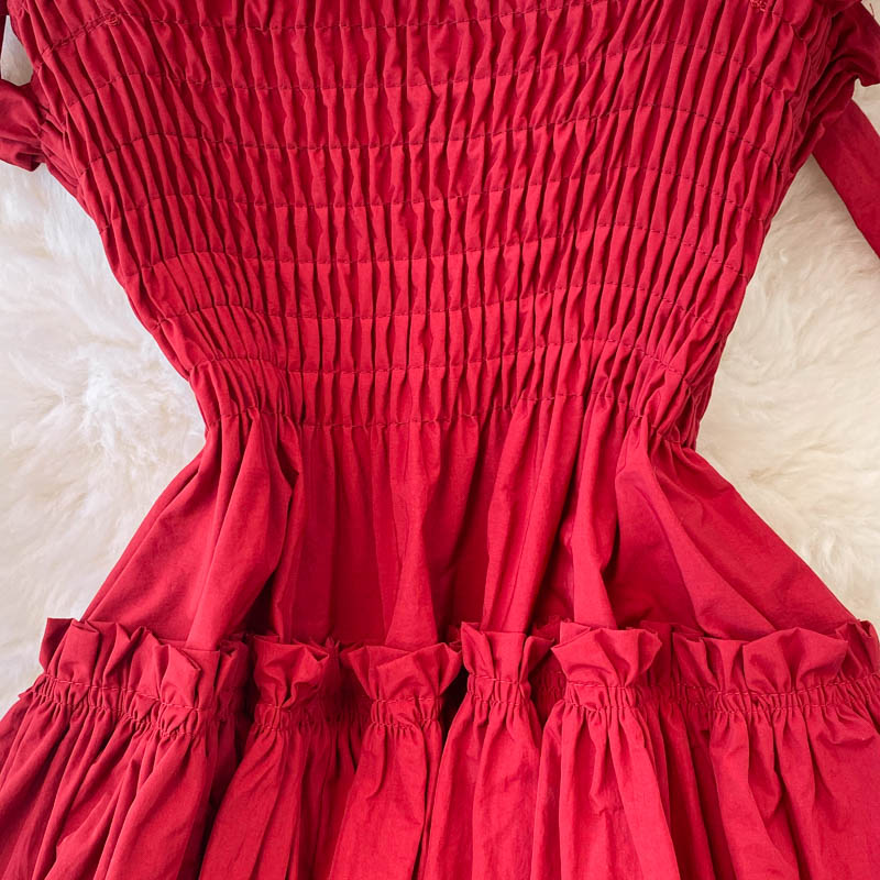 Robe courte rouge coupe A pour fille tendance 10800