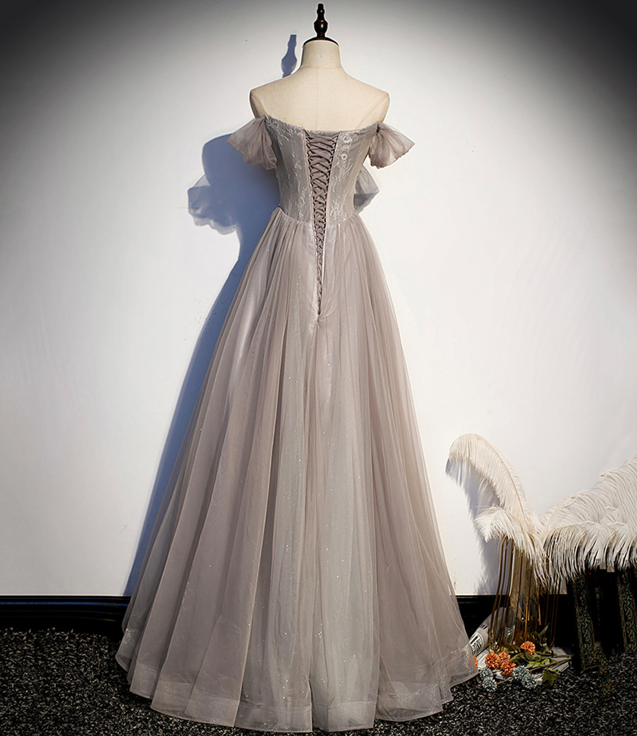Robe de soirée longue élégante en tulle et dentelle 10140