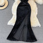 Sexy langes Samtkleid Modekleid 10935