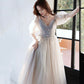 Cute tulle lace A line prom dress lace evening dress  10560