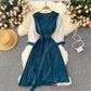Süßes Langarmkleid mit V-Ausschnitt A-Linie Modekleid 10667