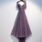 Lila Tüll Spitze langes Ballkleid A-Linie Abendkleid 10494