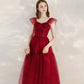 Robe de cocktail courte en tulle rouge avec ligne A 10399