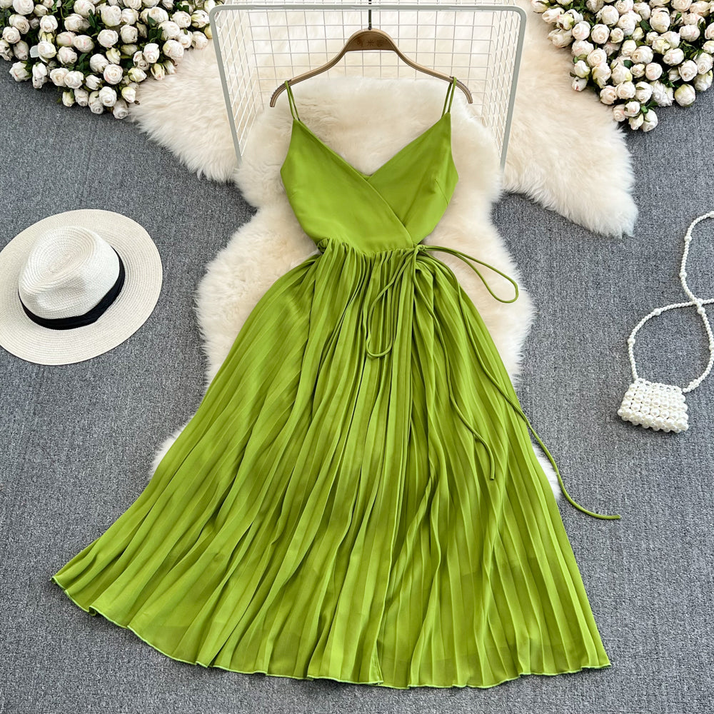 Edge fake style beach skirt sexy backless large Pleated Dress  11107