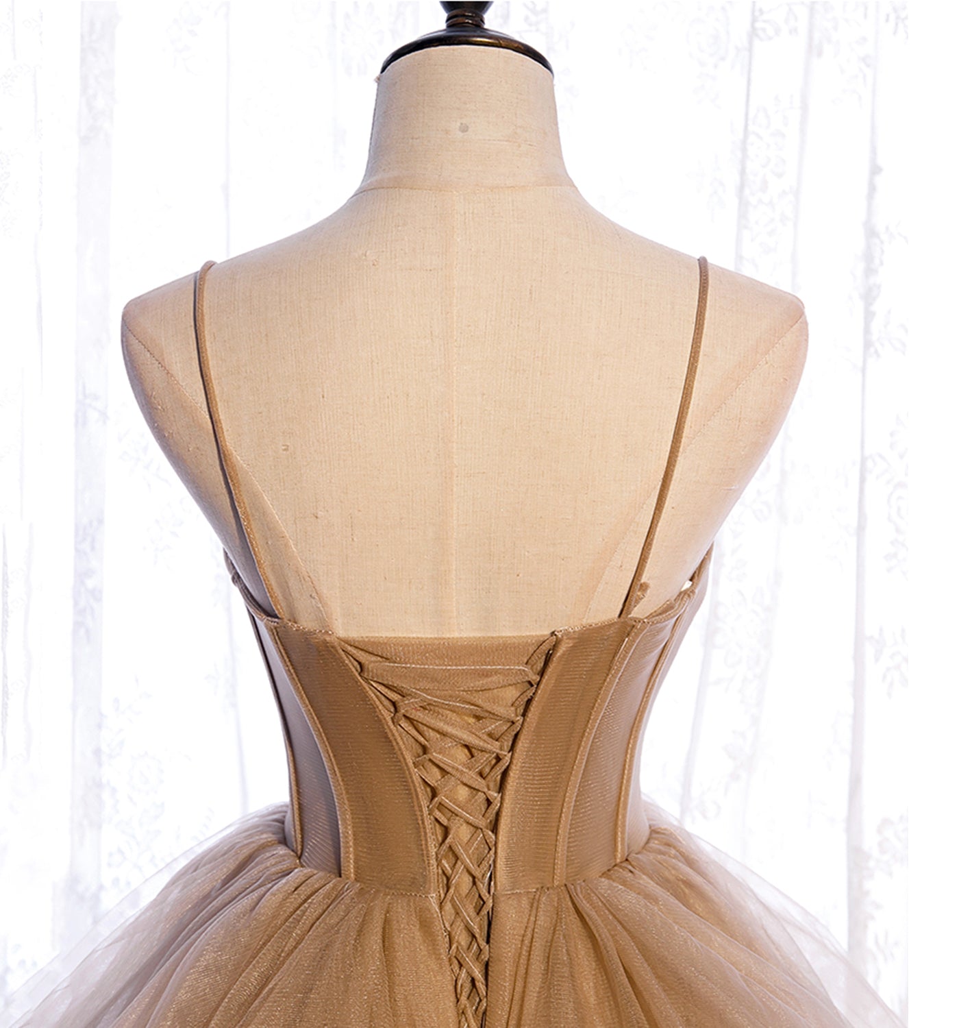 Cute tulle long A line prom dress A line evening gown  10010