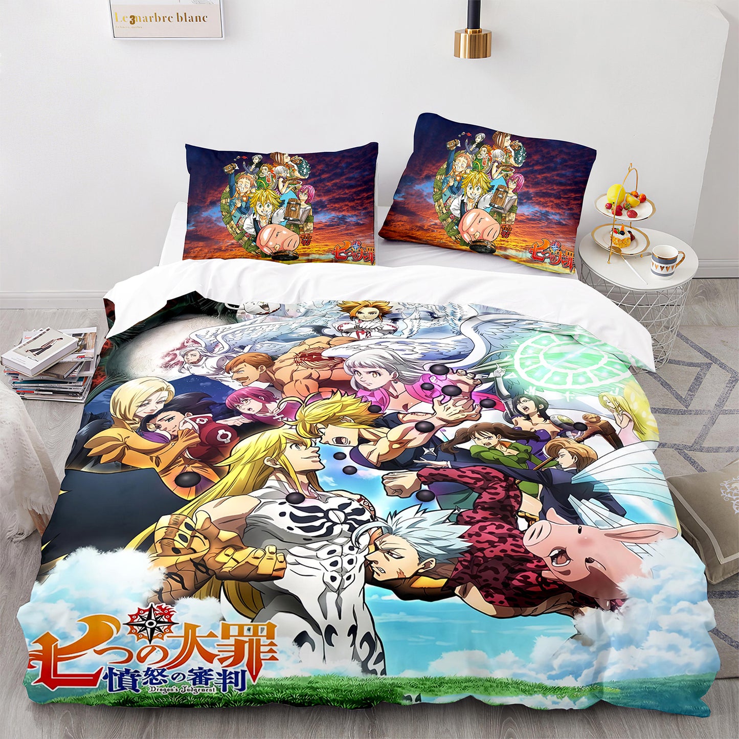 Cutom Bettbezug-Set Muster Chic Bettbezug King Size für Teenager Erwachsene Bettwäsche-Set mit Kissenbezügen QZZ3007