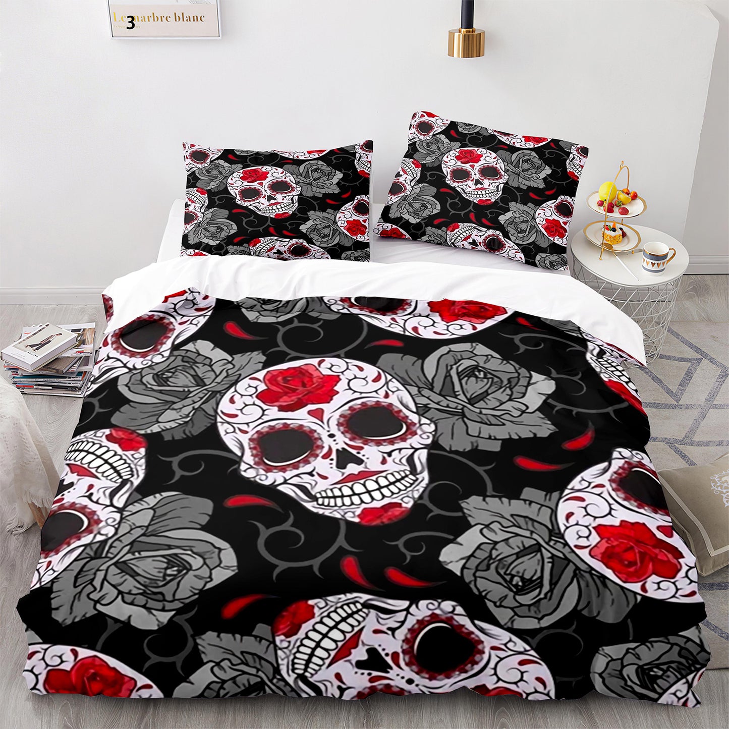 Cutom Bettbezug-Set Muster Chic Bettbezug King Size für Teenager Erwachsene Bettwäsche-Set mit Kissenbezügen KL3007