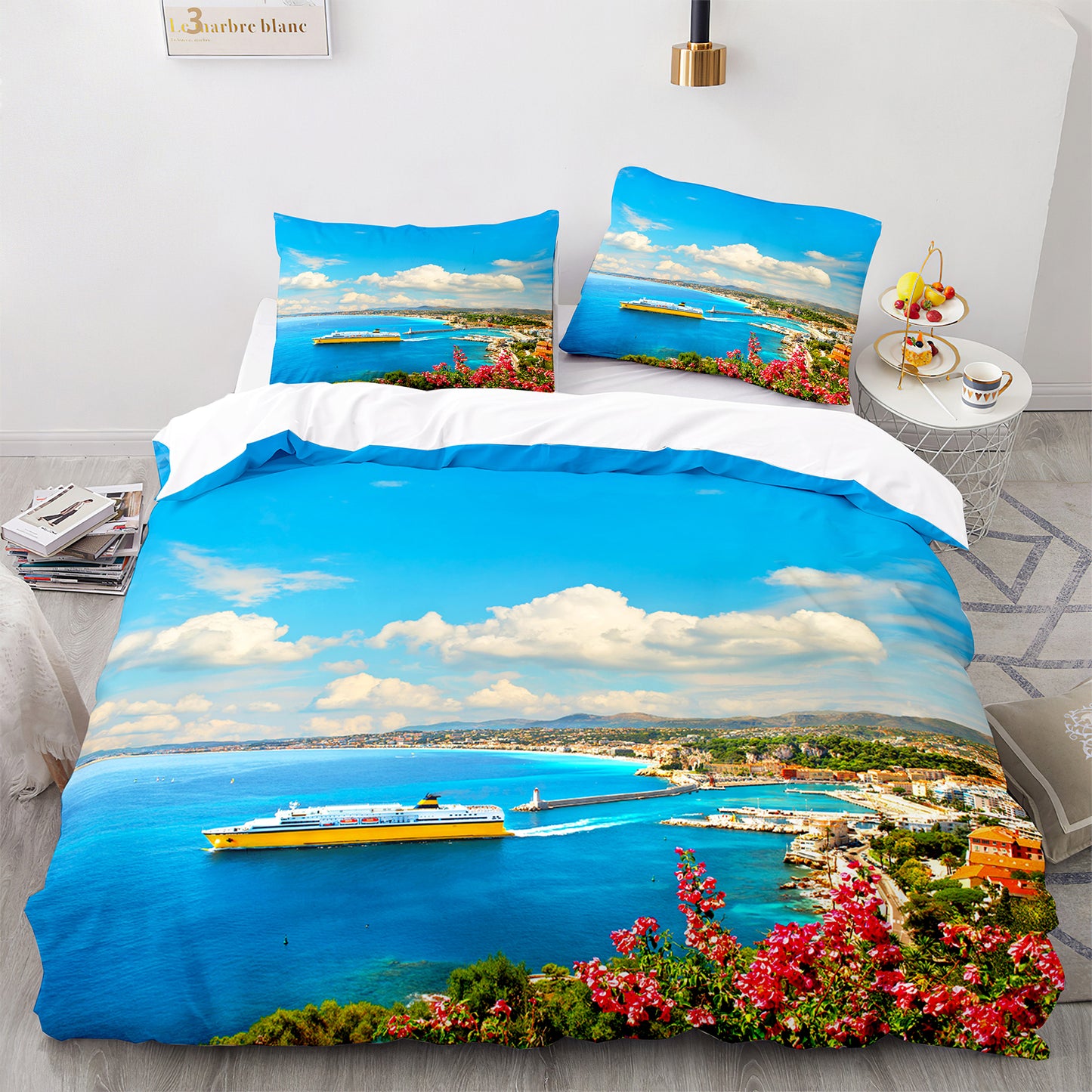 Parure de lit avec housse de couette et taies d'oreiller pour adolescents et adultes, taille King size, HJ3009