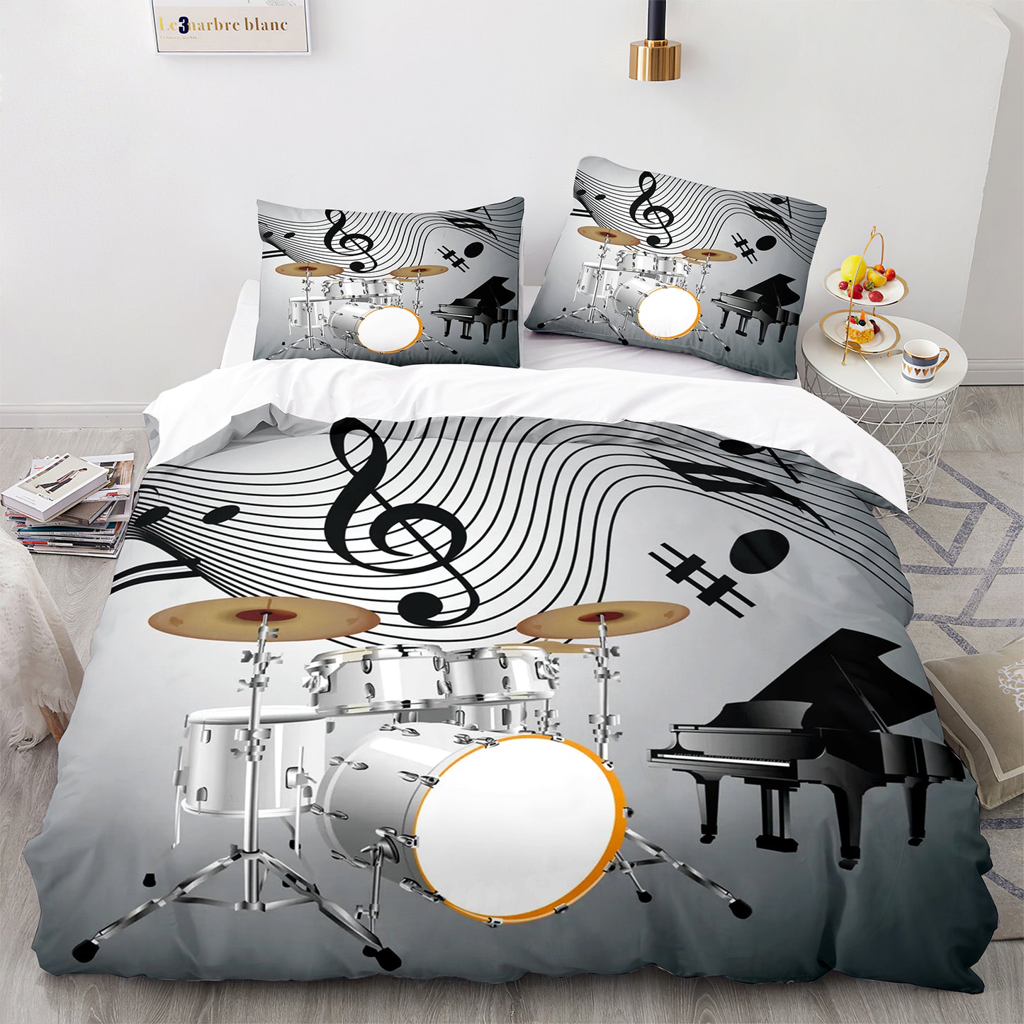 Cutom Bettbezug-Set Muster Chic Bettbezug King Size für Teenager Erwachsene Bettwäsche-Set mit Kissenbezügen JZG3013