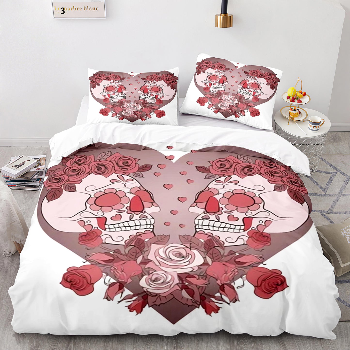 Cutom Bettbezug-Set Muster Chic Bettbezug King Size für Teenager Erwachsene Bettwäsche-Set mit Kissenbezügen KL3014