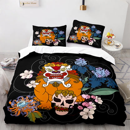 Cutom Bettbezug-Set Muster Chic Bettbezug King Size für Teenager Erwachsene Bettwäsche-Set mit Kissenbezügen KL3015