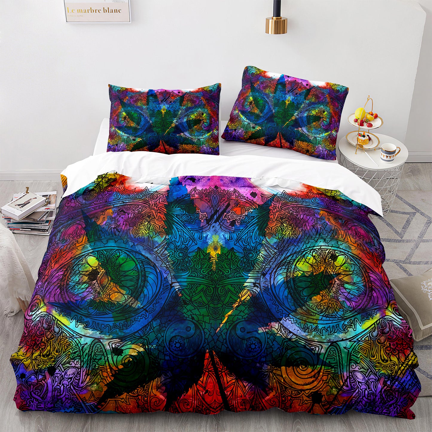 Cutom Duvet Cover Set maple leaf Pattern Chic Comforter Cover King Size for Teens Adults Bedding Set with Pillowcases  FY3019
