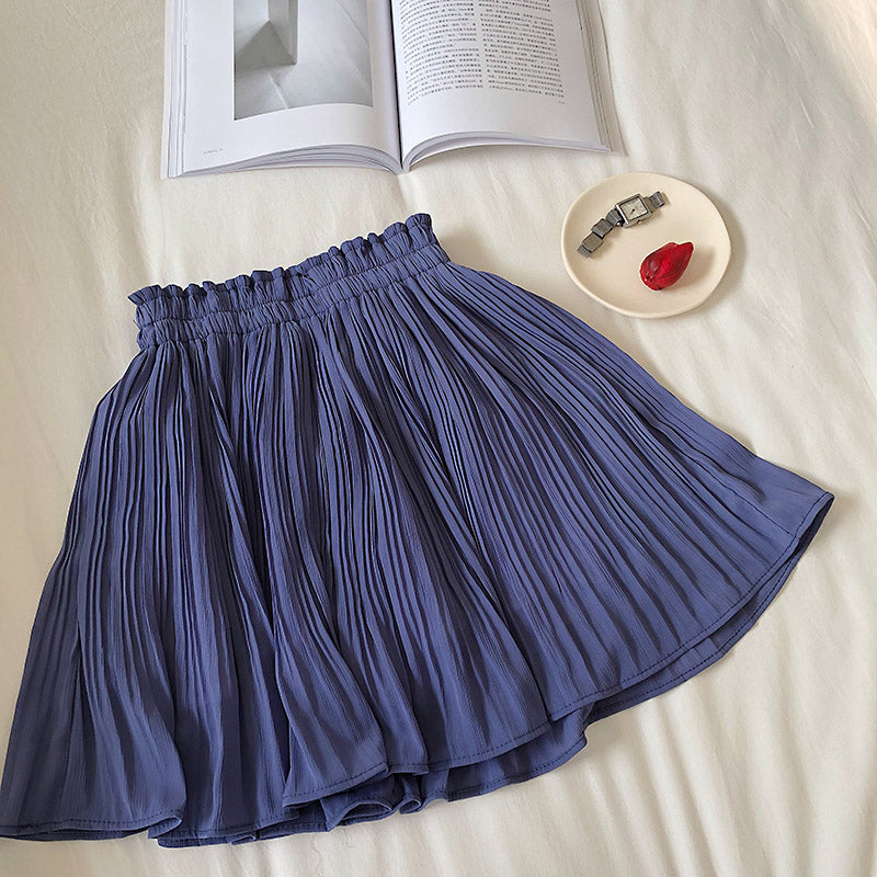 High waist slim pleated light proof skirt pants  5293