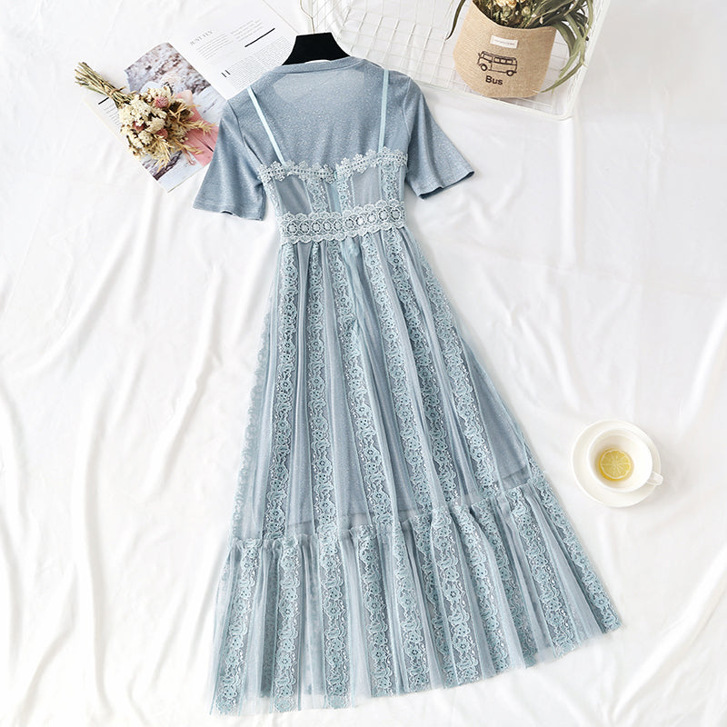 New fashion lace suspender skirt suit  4462