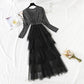 French minority skirt V-neck Sequin slim temperament  4455