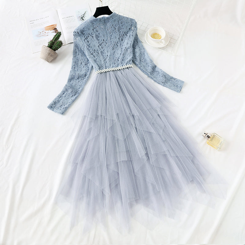 French minority lace dress women's French Retro  4366