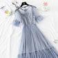French retro skirt knee length suspender suit  4477