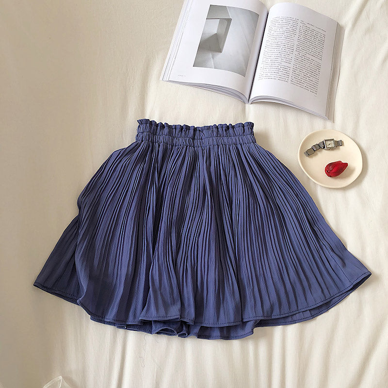 High waist slim pleated light proof skirt pants  5293