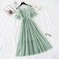 French minority Platycodon skirt foreign style mesh dress  4476