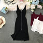 V-neck slim fit and versatile medium length Hip Wrap Skirt  3277