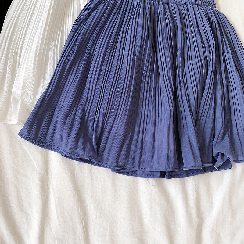 High waist slim pleated light proof skirt pants  5293