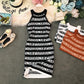 Hanging neck sleeveless knitted buttock dress  2826