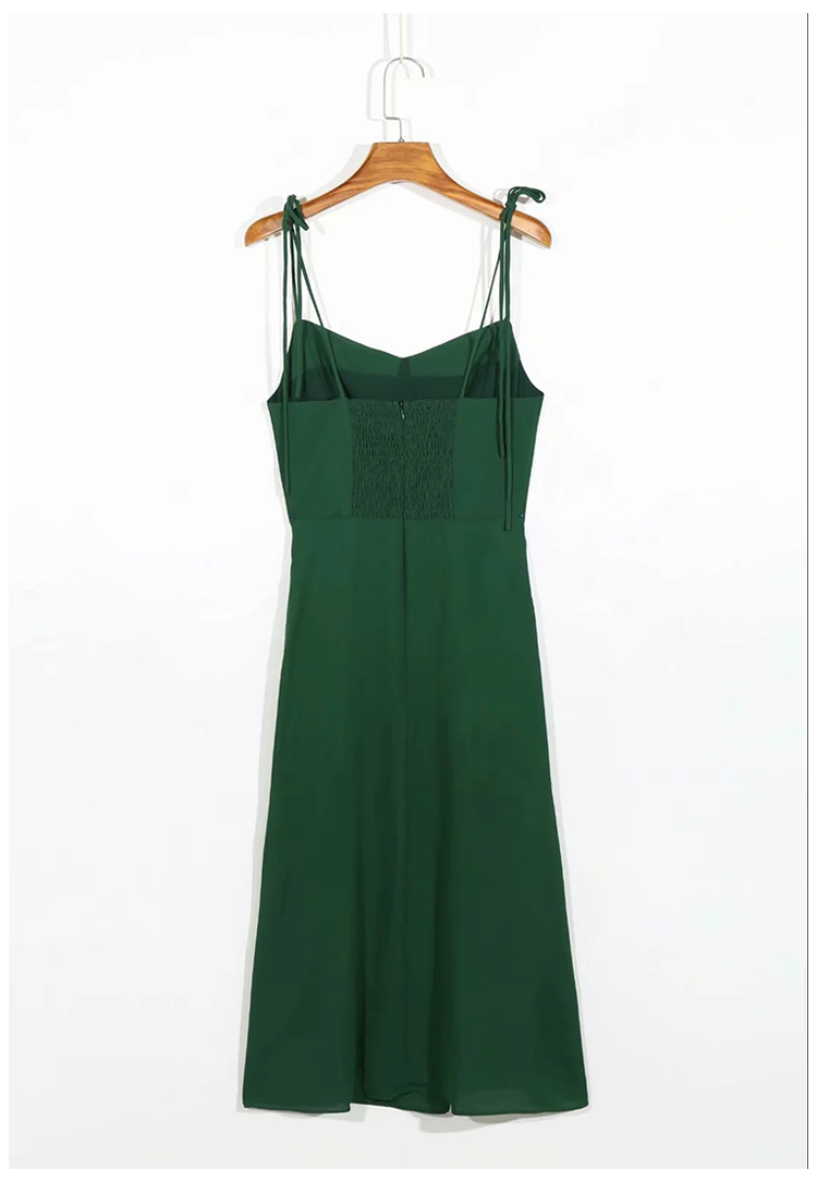 High waist sexy side split hem lace up suspender Knee Length Dress  7101