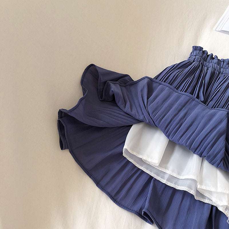 High waist slim pleated light proof skirt pants  5293