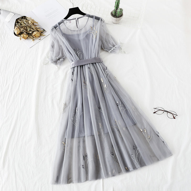 Robe en maille brodée minorité nationale jupe Platycodon jupe rétro française 4305