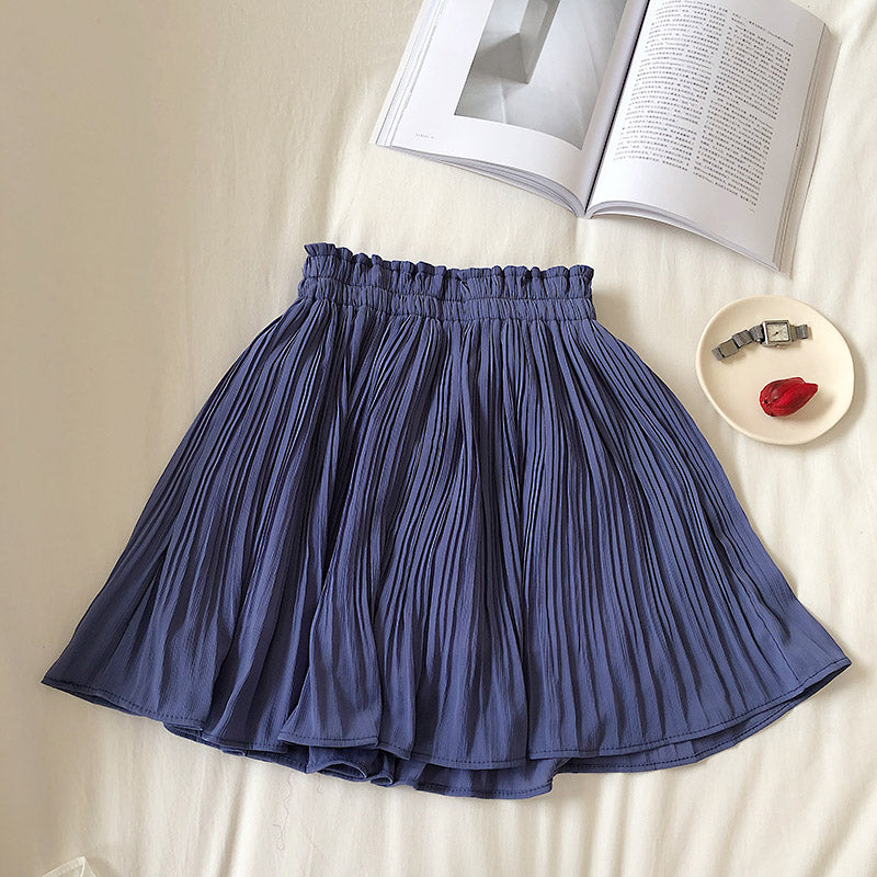 High waist slim pleated light proof skirt pants  5293