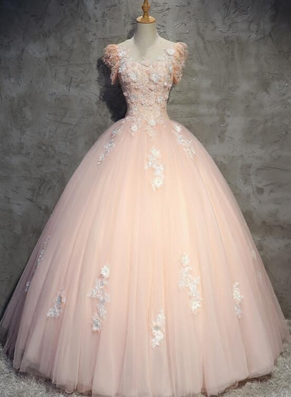 Ballkleid mit Rundhalsausschnitt in Eelgantrosa, Sweet 16-Kleider in Rosa gh397