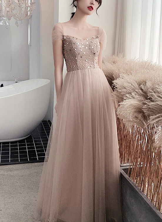 Charmante robe de bal longue à épaules dénudées couleur champagne, robe de bal junior gh343