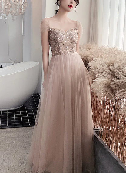 Charmante robe de bal longue à épaules dénudées couleur champagne, robe de bal junior gh343