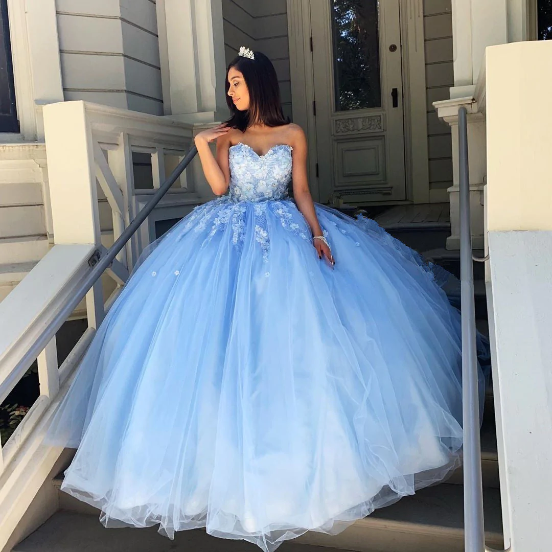 Prinzessin-Ballkleid-Schatz-Blau Abschlussball-/Abendkleider mit Applikationen gh929