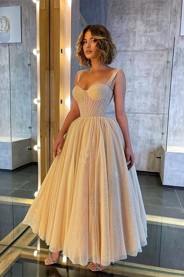 Straps Sweetheart Glittering Prom Dress gh680