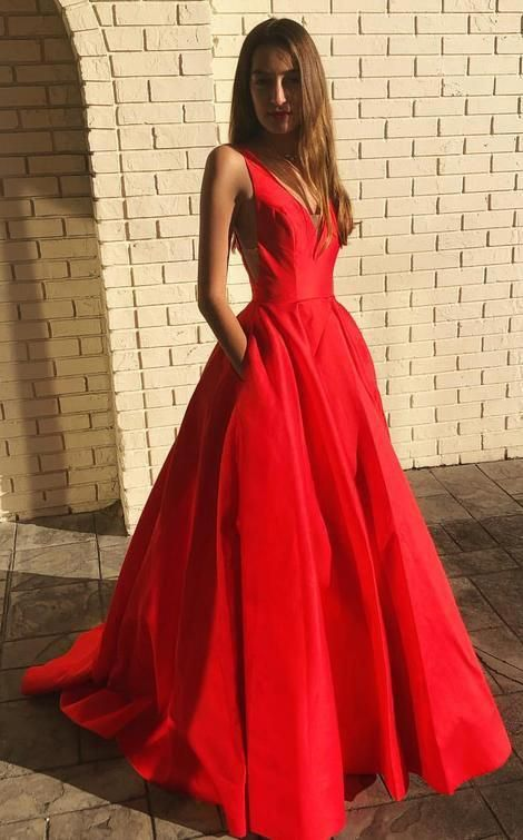 Rotes Abendkleid mit Taschen, Abendkleid, formelle Kleidung, Abschlussfeierkleid gh1014