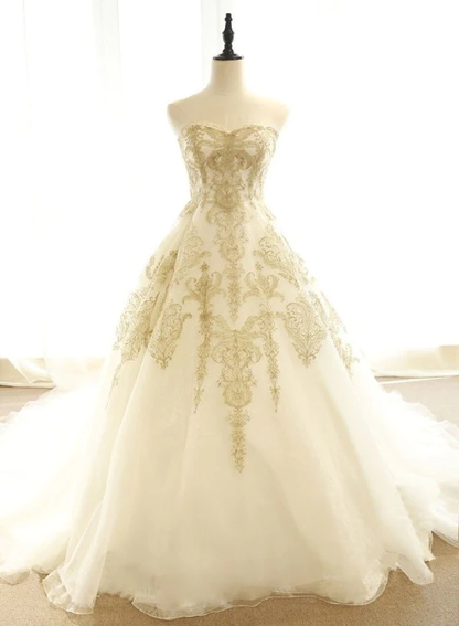 Bezauberndes Elfenbein-Tüll-langes Hochzeitskleid mit Spitze, A-Linie Tüll-Abschlussballkleid Partykleid gh82