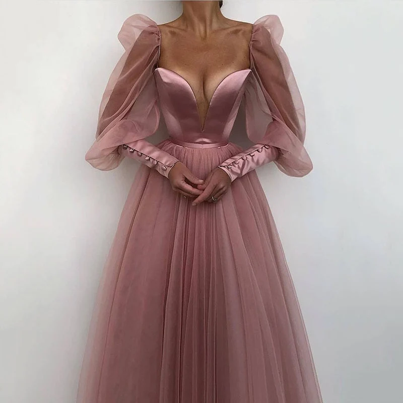 Lizakosht A-Linie Abendkleid Ballkleid Kurzes, schlichtes Abendkleid mit langen Ärmeln Robe De Soiree Formelle Partykleider Maßanfertigung gh817