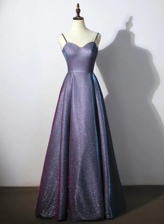 Belle robe de soirée longue à bretelles, robe de bal longue au sol à décolleté en cœur gh268