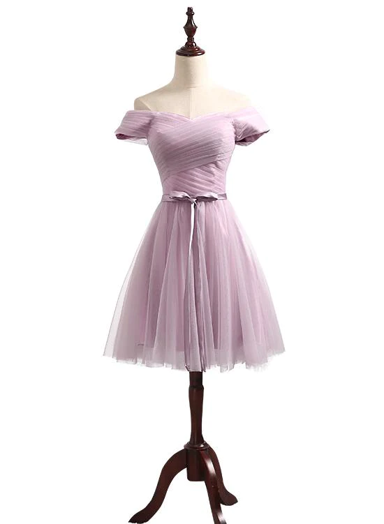 Schönes Lavendel-Tüll-Schatz-kurzes Abschlussballkleid, Abiballkleid zum Verkauf gh409