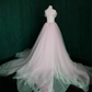 Robe de soirée de mariage longue en tulle rose avec décolleté en cœur et ceinture, robe de soirée rose gh68