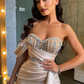 One Shoulder Beadings Mermaid Prom Dress Side Slit gh673