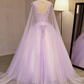 Bezauberndes langes Ballkleid mit Lavendel-Tüll-Blumen, Sweet 16 Gowns gh380