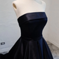 Robe de soirée longue en satin bleu marine, élégante robe de soirée bleu foncé gh134