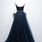 Wunderschönes marineblaues A-Linien-Abschlussballkleid, langes Partykleid aus Tüll gh318