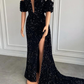 Sweetheart Bubble Sleeves Mermaid Prom Dress With Split  gh790